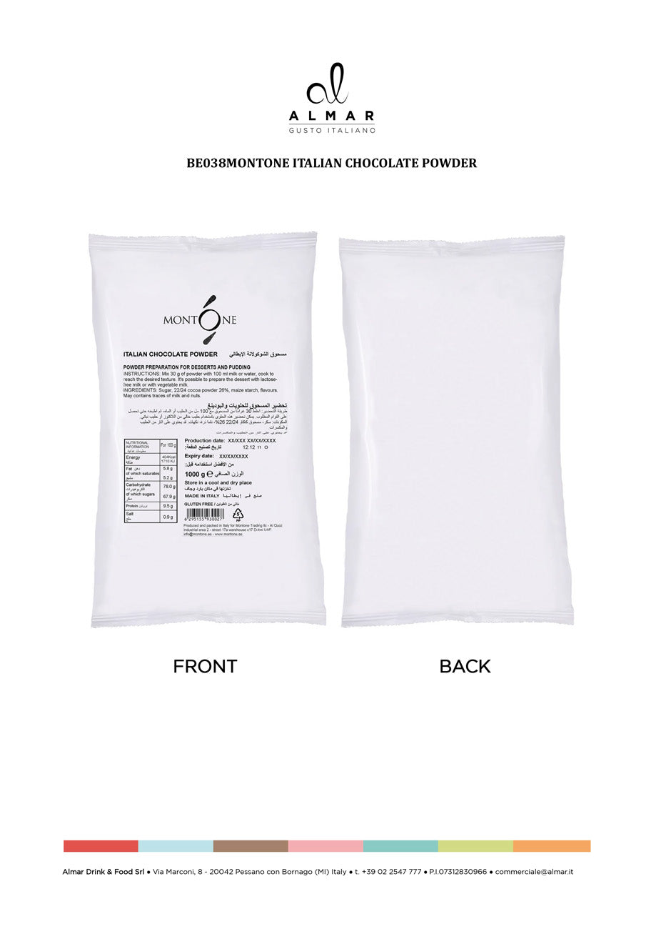 Montone Italian chocolate powder for sweet preparation